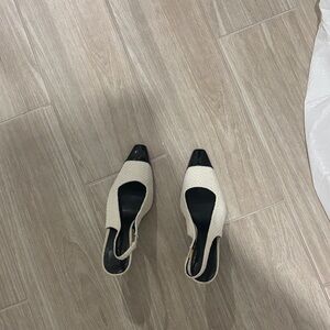H&M Black and Cream Slingback Heels